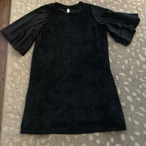 Little girls black velvet dress